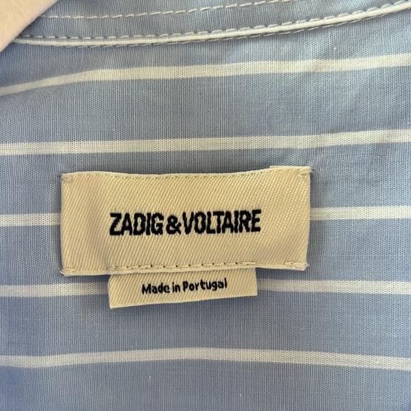 Zadig & Voltaire Rais shirt dress size XS. NWOT Oxford blue and white stripe. - Picture 6 of 7